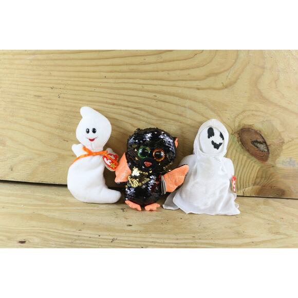 Ty Beanie Babies Halloween Lot of 3 Plush Spooky Omen Sheets - Picture 1 of 5